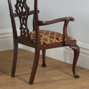 Antique Set of 8 English Georgian Chippendale Style Mahogany Dining Chairs By Waring and Gillows (Circa 1910)- yolagray.com