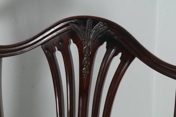 Antique Set of 8 English Georgian Hepplewhite Style Mahogany Dining Chairs (Circa 1850)- yolagray.com