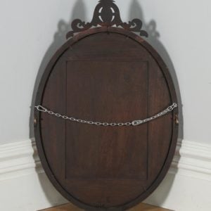 Antique English Victorian Mahogany Oval Wall Portrait Mirror (Circa 1850)- yolagray.com