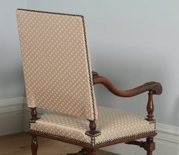 Antique Pair of French Walnut Fauteuil Hall Armchairs (Circa 1870)- yolagray.com