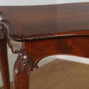 Antique English Queen Anne Style Carved Figured Walnut Rectangular Coffee Table - yolagray.com
