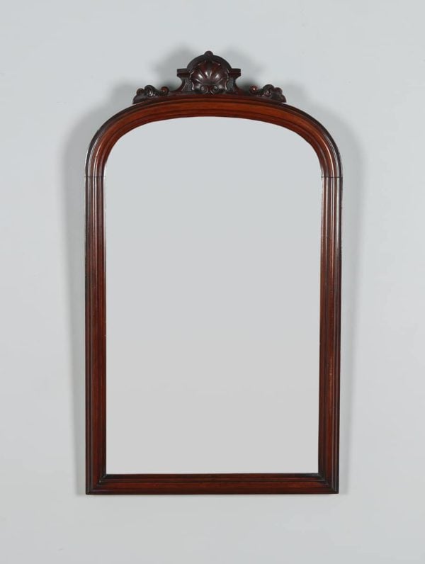 Antique English Victorian Mahogany Rectangular Wall Portrait Mirror (Circa 1870) - yolagray.com