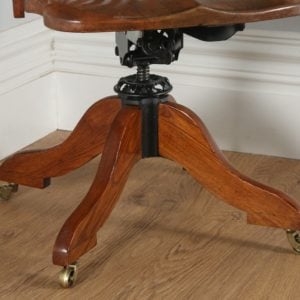 Antique Edwardian Oak & Birch Revolving Swivel Captain’s Office Desk Armchair (Circa 1900)- yolagray.com