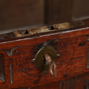 Antique English Georgian Oak High Back Panelled Box Settle (Circa 1800)- yolagray.com