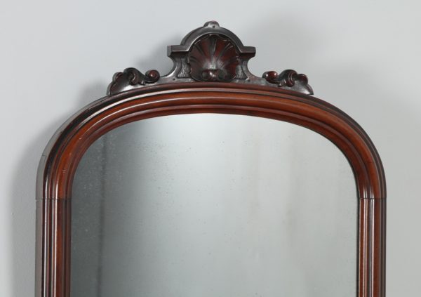 Antique English Victorian Mahogany Rectangular Wall Portrait Mirror (Circa 1870) - yolagray.com
