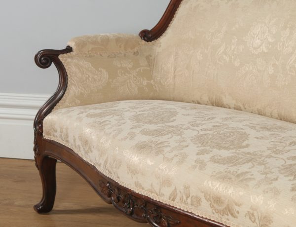 Antique English Victorian Rosewood Upholstered Couch Sofa Settee (Circa 1850)- yolagray.com