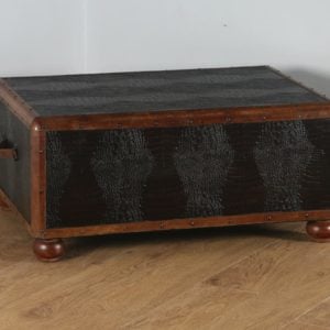 Vintage English Brown Leather Suitcase / Trunk Shaped Coffee Table (Circa 1980)- yolagray.com