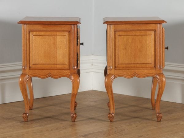 Pair of Antique French Louis XV1 Style Oak Bedside Cabinet Tables (Circa 1920)- yolagray.com