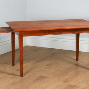 Antique French 4ft 7” Cherry Fruit Wood Refectory Kitchen Dining Table With Breadboard (Circa 1850)- yolagray.com