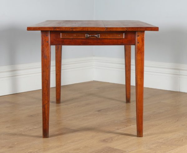 Antique French 4ft 7” Cherry Fruit Wood Refectory Kitchen Dining Table With Breadboard (Circa 1850)- yolagray.com