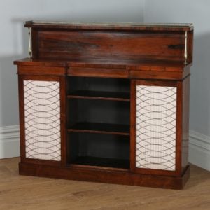 Antique English Regency Rosewood & Brass Chiffonier Bookcase (Circa 1820)- yolagray.com