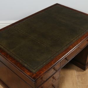 Antique English Victorian Oak & Leather 5ft Partner’s Pedestal Office Desk (Circa 1860) - yolagray.com