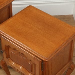 Pair of Antique French Louis XV1 Style Oak Bedside Cabinet Tables (Circa 1920)- yolagray.com