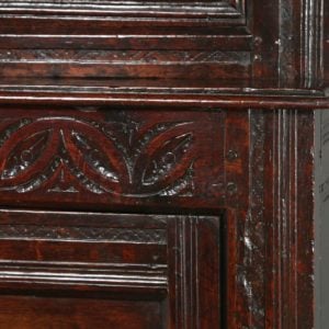 Antique Charles II Yorkshire Inlaid Marquetry Oak Court Cupboard (Circa 1660) - yolagray.com