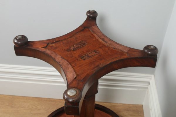 Antique English William IV Flame Mahogany Wine Table (Circa 1830) - yolagray.com