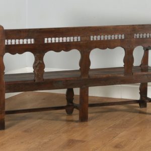 Antique French 5ft 11” Breton Chestnut Hall Settle Bench (Circa 1850)- yolagray.com