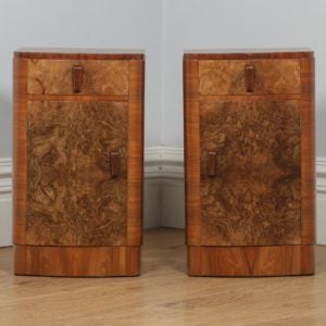 Antique Pair of Art Deco Burr Walnut Bedside Cupboards (Circa 1930)- yolagray.com
