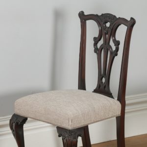 Antique English Set of 8 Georgian Chippendale Style Mahogany Dining Chairs (Circa 1880) - yolagray.com