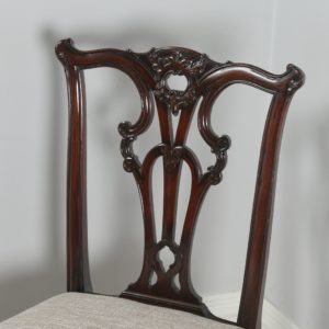 Antique English Set of 8 Georgian Chippendale Style Mahogany Dining Chairs (Circa 1880) - yolagray.com