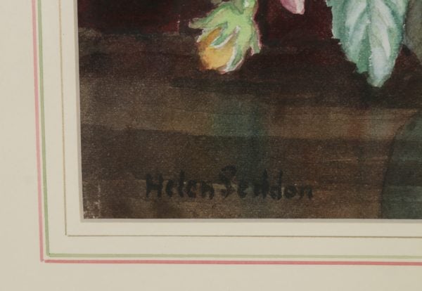 Antique English Watercolour Painting of Flowers in a Vase by Helen Seddon (Circa 1930) - yolagray.com