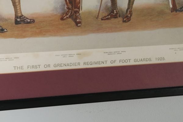 Antique English Watercolour Print of Four Soldiers, by Artist with Initials ‘DM’ (Circa 1925) - yolagray.com