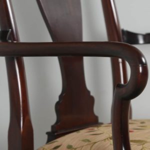 Antique English Pair of Queen Anne Style Mahogany Crook Armchairs (Circa 1880)- yolagray.com
