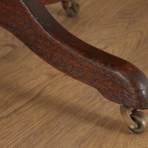Antique English Edwardian Oak and Burgundy Red Leather Revolving Office Desk Arm Chair (Circa 1920)- yolagray.com