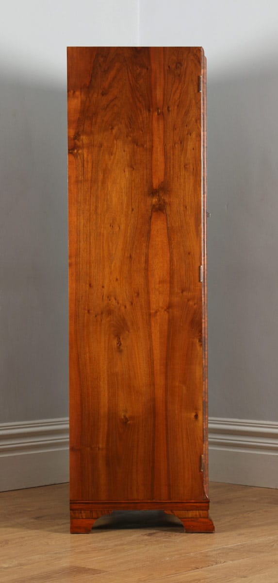 Antique English Art Deco Burr Walnut Two Door Compactum Wardrobe (Circa 1930) - yolagray.com
