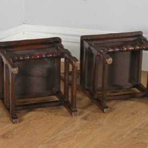 Antique English Pair of 17th Century Style Oak Wainscot Hall / Side Chairs (Circa 1920)- yolagray.com