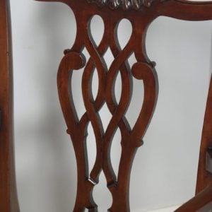 Antique English Pair of Georgian Chippendale Style Mahogany Library Office Desk Armchairs (Circa 1900)- yolagray.com