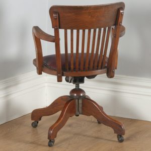 Antique English Edwardian Oak Revolving Office Desk Arm Chair (Circa 1910)- yolagray.com