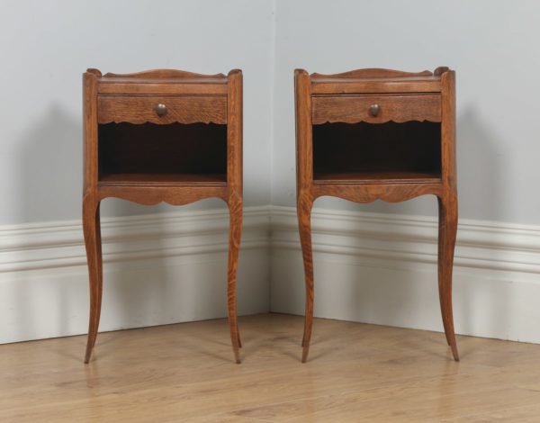 Antique Pair of French Louis XVI Style Oak Serpentine Bedsides / Nightstands (Circa 1920)- yolagray.com