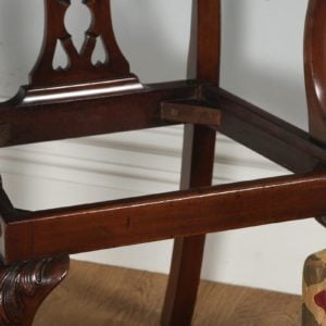 Antique English Pair of Georgian Chippendale Style Mahogany Library Office Desk Armchairs (Circa 1900)- yolagray.com