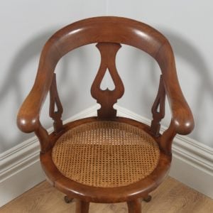 Antique English Victorian Mahogany & Cane Revolving Office Desk Arm Chair (Circa 1860)- yolagray.com