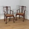 Antique English Pair of Georgian Chippendale Style Mahogany Library Office Desk Armchairs (Circa 1900)