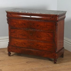Antique French Louis Philippe Flame Mahogany & Marble Chest of Drawers (Circa 1850) - yolagray.com