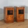 Antique Pair of English Art Deco Burr Walnut Bedside Cabinets (Circa 1930) - yolagray.com