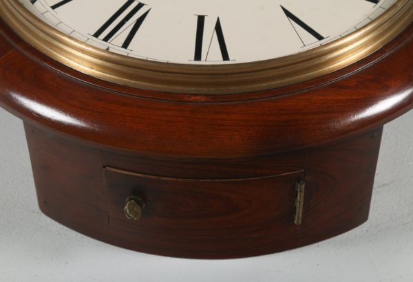Antique 15" Mahogany Smiths Enfield Railway Station / School Round Dial Wall Clock (Chiming) - yolagray.com