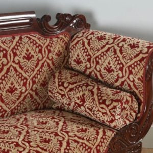 Antique English William IV Mahogany Upholstered Double Scroll End Couch (Circa 1835) - yolagray.com