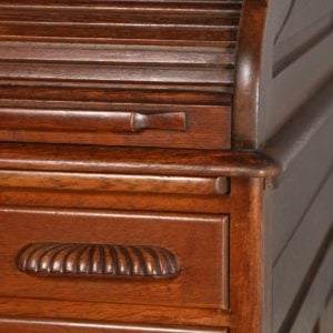 Antique English Edwardian Oak Angus Roll Top Pedestal Office Desk (Circa 1900) - yolagray.com
