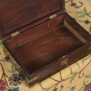 Antique Victorian Colonial Campaign Mahogany Brass Writing / Jewellery / Sewing Box (Circa 1860) - yolagray.com