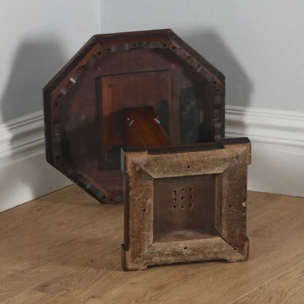 Antique English Victorian Aesthetic Walnut & Sycamore Octagonal Chess Table (Circa 1880) - yolagray.com