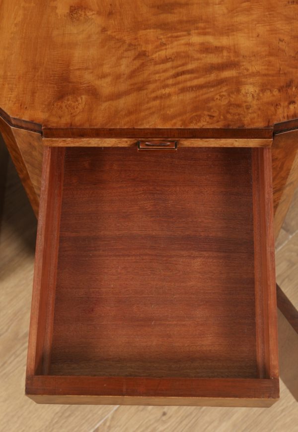 Antique Pair of English Art Deco Burr Walnut Bedside Cabinets (Circa 1930) - yolagray.com