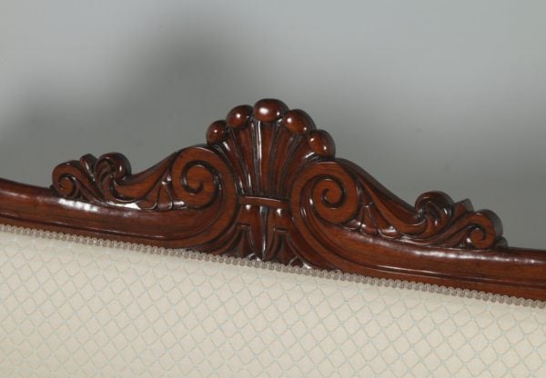 Antique English William IV Mahogany Upholstered Double Scroll End Couch (Circa 1830) - yolagray.com
