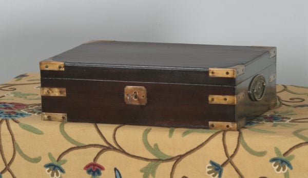 Antique Victorian Colonial Campaign Mahogany Brass Writing / Jewellery / Sewing Box (Circa 1860) - yolagray.com