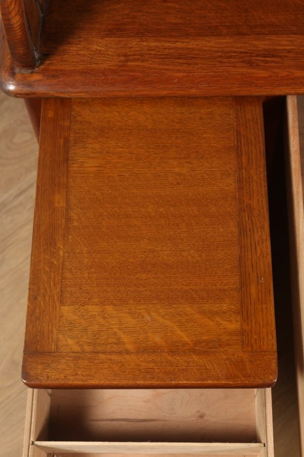 Antique English Edwardian Oak Angus Roll Top Pedestal Office Desk (Circa 1900) - yolagray.com