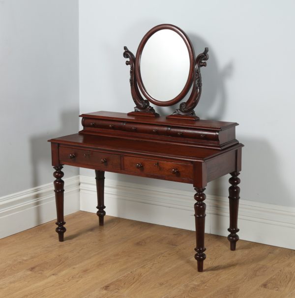 Antique Victorian Anglo Indian Colonial Teak Dressing Table with Mirror (Circa 1860) - yolagray.com