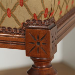 Antique English Victorian Walnut Upholstered Foot Stool Poof (Circa 1890) - yolagray.com