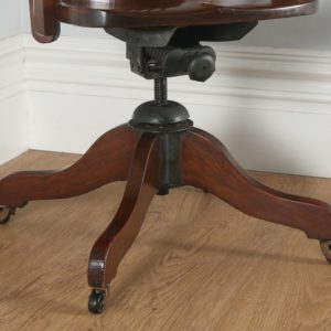 Antique English Edwardian Mahogany Revolving Office Desk Arm Chair (Circa 1900)- yolagray.com