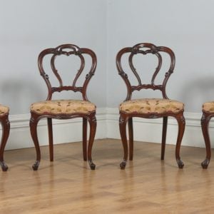 Antique English Victorian Set of Four Walnut Dining Chairs (Circa 1860) - yolagray.com